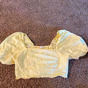Pale yellow crop blouse